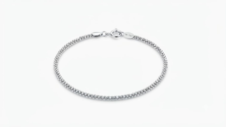 bijuterii aur - Brățară din Aur Alb 14K cu Bile Diamantate – Stil Italian Rafinat