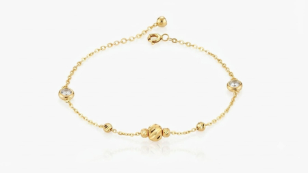 bratari aur 14k - Brățară din Aur Galben 14K cu Biluțe Diamantate și Zirconiu – Strălucire și Rafinament Discret