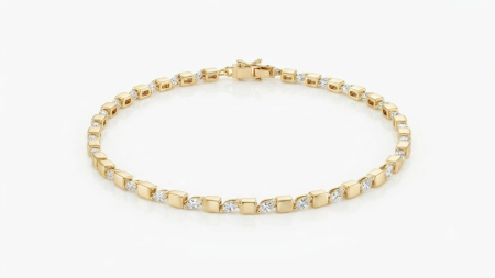 bratari aur 14k - Brățară din Aur Galben 14K cu Cuburi și Zirconiu Marchiză – Eleganță Geometrică Modernă
