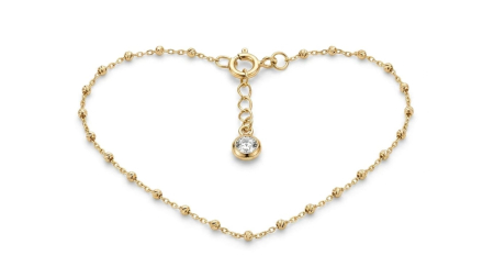 bratari aur 14k - Brățară din Aur Galben 14K cu Mărgele Diamantate și Pandantiv Zirconiu Drop