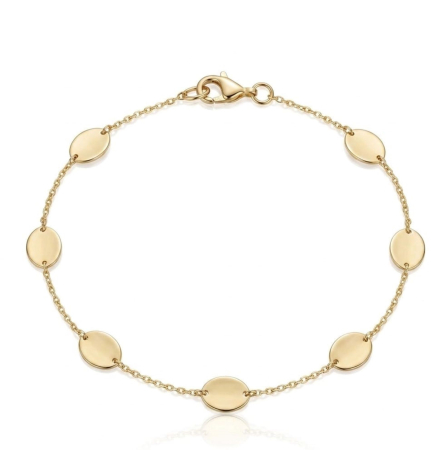 bratari aur 14k - Brățară din Aur Galben 14K cu Plăcuțe Ovales - Eleganță Minimalistă