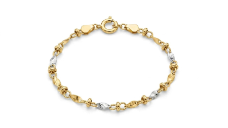 bratari aur 14k - Brățară din Aur Galben 14K – Design Geometric cu Inimi și Plăcuțe Pavate cu Zirconiu