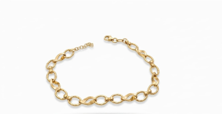 bratari aur 14k - Brățară din Aur Galben 14K – Design Modern cu Zale Ovale și Textură Satinată, 17+2 cm