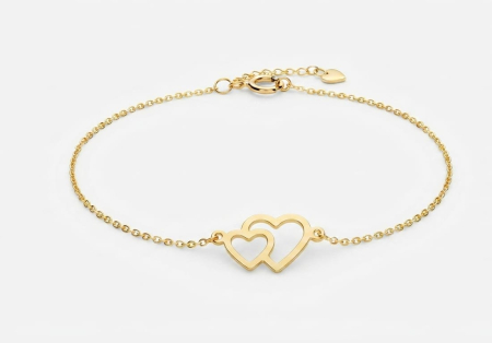 bratari aur 14k - Brățară din Aur Galben 14K – Două Inimi Împletite