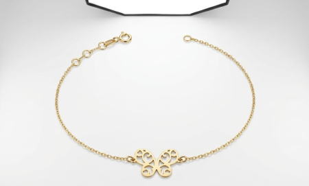 bratari aur 14k - Brățară din Aur Galben 14K – Medalion Central Fluture Filigranat,