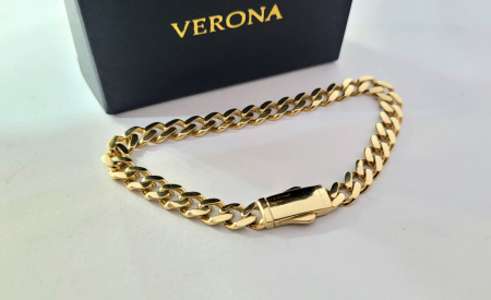 bratari aur 14k - Brățară din Aur Galben 14K model Cuban / Grumet cu Închizătoare Casetă – Eleganță Clasică și Stil Masiv