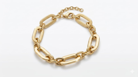 bratari aur 14k - Brățară din Aur Galben 14K – Model Statement cu Zale Ovale Supradimensionate