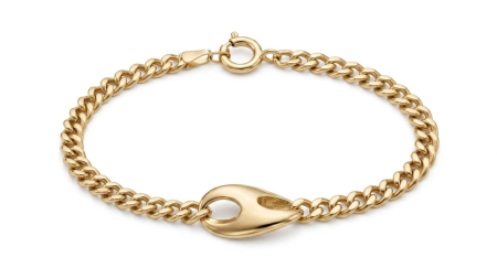 bratari aur 14k - Brățară din Aur Galben 14K – Stil Cuban cu Element Central Sculptural
