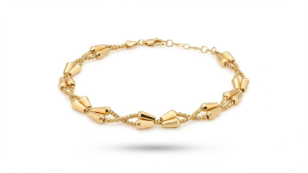 bratari aur 14k - Brățară Dublă din Aur 14K – Model Arhitectural cu Finisaj Lucios