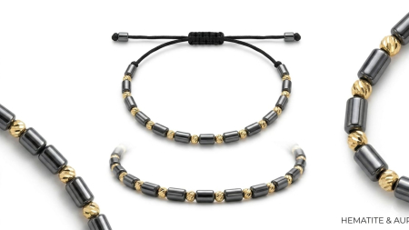 BRATARI BARBATI AUR 14K - Bratara Eleganta din Aur 14K si Hematit – Stil Rafinat si Energie Pozitiva