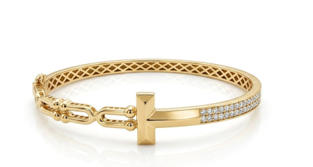 bratari fixe aur 14k - Brățară Fixă Aur 14K Asimetrică „Urban Geometric”