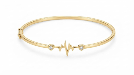 bratari fixe aur 14k - Brățară Fixă Aur 14K Pulsul Inimii cu Pietre CZ, 2.92g
