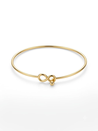 Bratara argint 925 dama - Brățară Fixă Bangle din Argint 925 Placat cu Aur – Model Infinit cu Detaliu Biluță (3,9g)