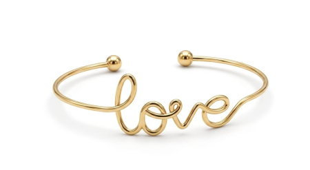 bratari fixe aur 14k - Brățară Fixă Deschizabilă din Aur 14K cu Textul „Love”