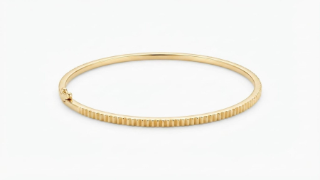 bratari fixe aur 14k - Brățară Fixă din Aur 14K cu Profil Striat Modern, 2.84g