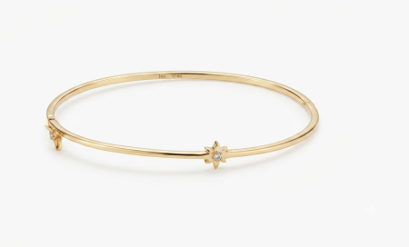 bratari fixe aur 14k - Brățară Fixă din Aur 14K cu Stele și Pietre CZ, 2.69g