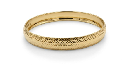 bratari fixe aur 14k - Brățară Fixă din Aur Galben 14K cu Model Diamantat în Carouri