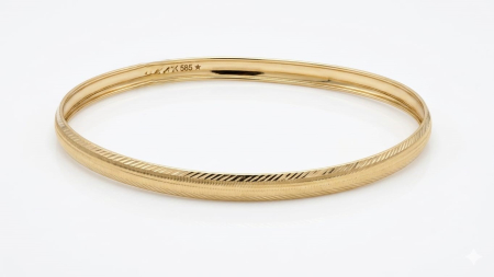 bratari fixe aur 14k - Brățară Fixă din Aur Galben 14K cu Trei Benzi și Finisaj Diamantat