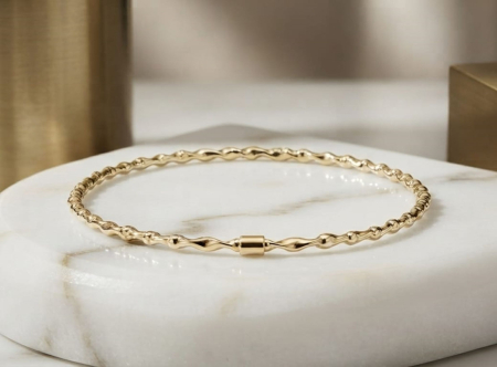 bratari fixe aur 14k - Brățară Fixă Ondulată din Aur Galben 14K – 1.6g