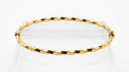 bratari fixe aur 14k - Brățară Fixă Torsadată din Aur Galben 10K cu Design Spiralat Integral
