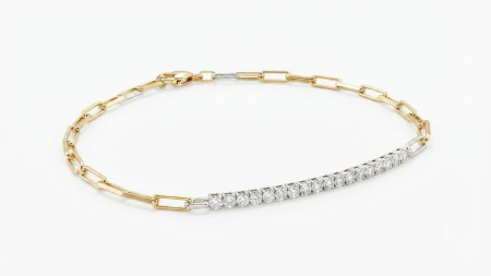 bratari aur 14k - Brățară Hibrid din Aur 14K – Lanț Paperclip și Linie Tennis strălucitoare