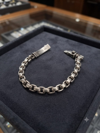 bijuterii barbati - Brățară Masivă din Argint 925 Model Zale Venețiene Pătrate (Box Chain), 38.95g, 20cm