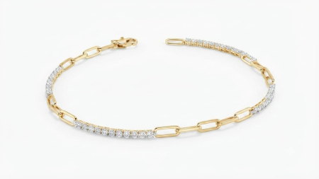 bratari aur 14k - Brățară Multi-Tennis din Aur 14K – Design Alternativ cu Lanț Paperclip și Pietre Strălucitoare