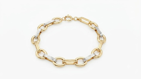 bratari aur 14k - Brățară Premium din Aur Bicolor – Eleganță Geometrică și Finisaj Diamantat
