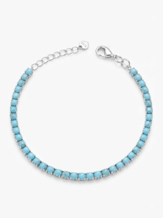 Bratara argint 925 dama - Brățară Tennis din Argint 925 cu Pietre Turcoaz, 17+3 cm, 5.30g
