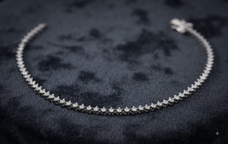 BRATARA CU DIAMANTE - Brățară Tennis din Aur Alb 14K cu Diamante Naturale 0.62 CT