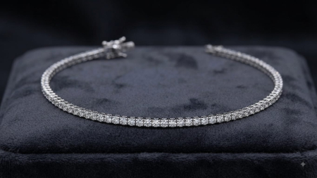 BRATARA CU DIAMANTE - Brățară Tennis din Aur Alb 14K cu Diamante Naturale 0.74 CT