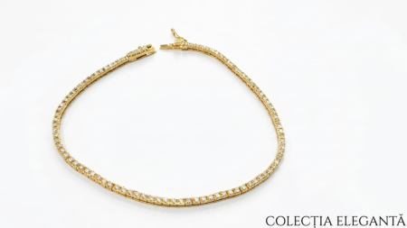bratari aur 14k - Brățară Tennis din Aur Galben 14K – Model Clasic Pavat cu Zirconiu