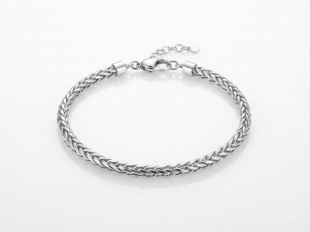 bijuterii barbati - Brățară Unisex din Argint 925 cu Împletitură Densă tip Spic / Coadă de Vulpe, 19+3 cm, 14g