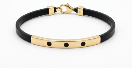 Bijuterii barbati - Brățară Unisex din Silicon Negru cu Plăcuță din Aur Galben 14K
