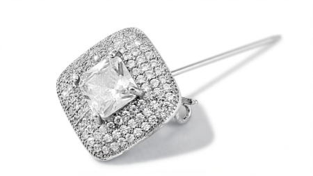 OUTLET - Broșă din Argint 925 Geometrică – Design Dublu Halo cu Zirconiu