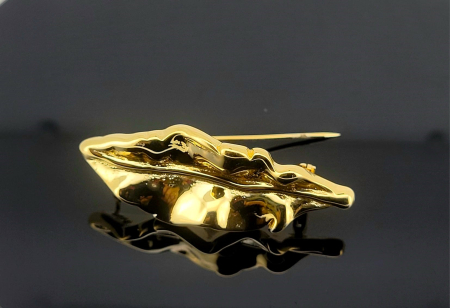 Pandative argint 925 - Broșă din Argint 925 Placată cu Aur "Golden Leaf" – Design Organic 5 cm