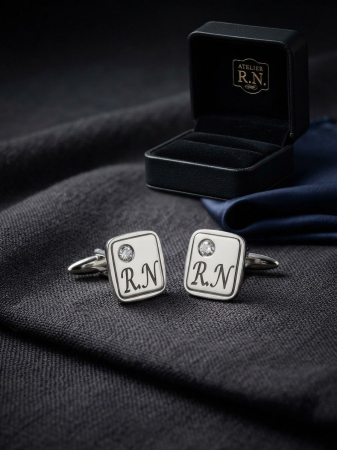 Pandative argint 925 - Butoni de Cămașă din Argint 925 Personalizabili cu Inițiale și Zirconiu – Eleganță Masculină și Distincție Supremă