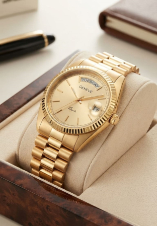 CEAS AUR - Ceas de Bărbați din Aur 14K Geneve – Model „Presidential” Day-Date