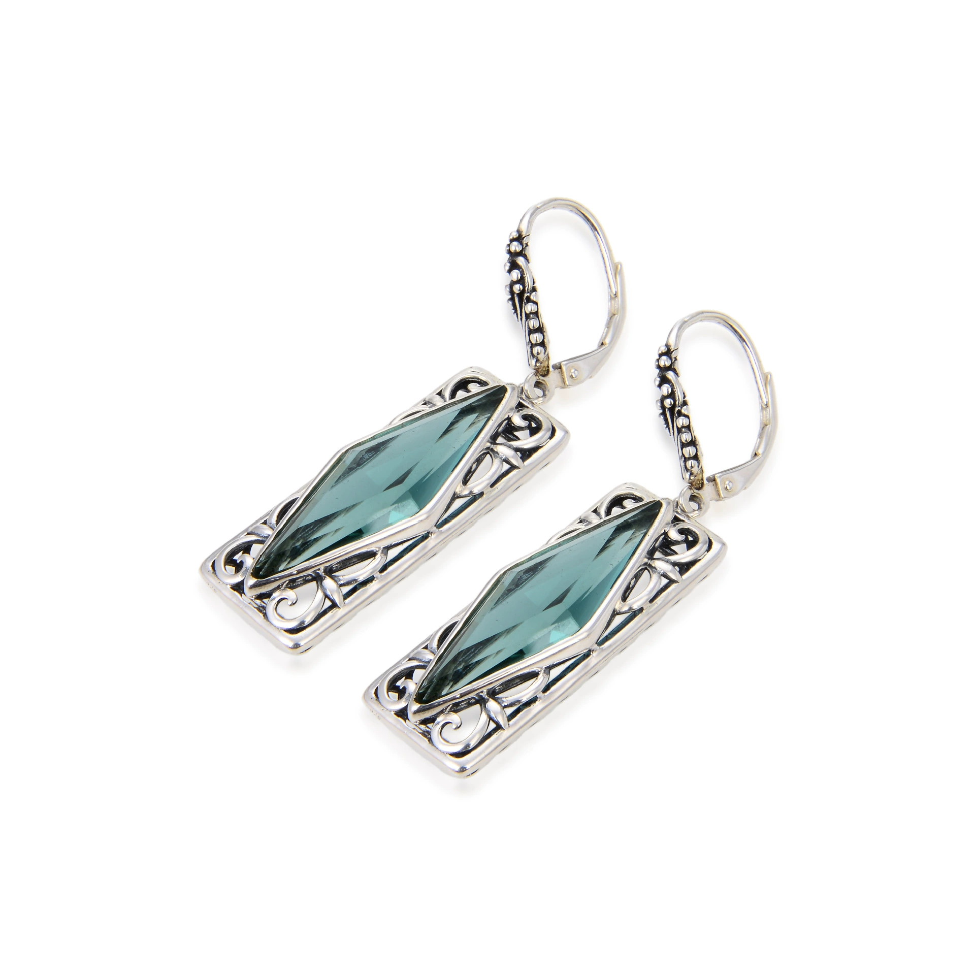 Bijuterii argint 925 - cercei-argint-925-cristal-verde-stil-vintaje