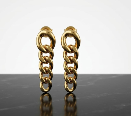 Bijuterii argint 925 - Cercei Argint 925 Placat cu Aur "Bold Link" – Design Chunky Chain 3 cm