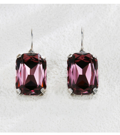 Cercei argint - Cercei Argint 925 „Royal Amethyst” cu Cristale Dreptunghiulare Violet, 9.94g