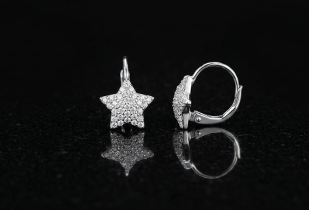 Bijuterii argint 925 - Cercei Argint 925 "Stellar Pavé" – Design cu Steluțe și Cristale Strălucitoare