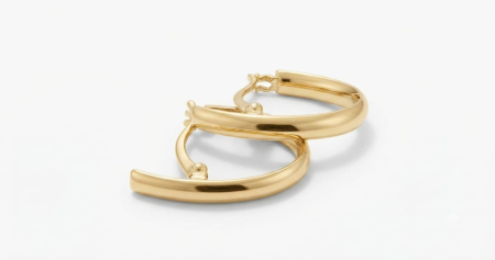 bijuterii aur - Cercei Aur 14K Bold Half-Hoop – Design Semilună Bombată – Eleganță Modernă