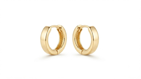 Cercei aur 14k copii - Cercei Aur 14K Bold Huggie – Creole Minimaliste Bombate – Stil Atemporal