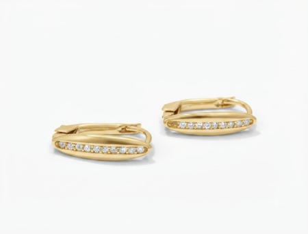 Cercei aur 14k copii - Cercei Aur 14K Elegance – Formă Navetă cu Cristale și Închidere Engleză