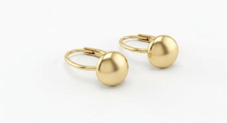Cercei aur 14k copii - Cercei Aur 14K Gold Spheres – Design Minimalist Bombat și Închidere Engleză