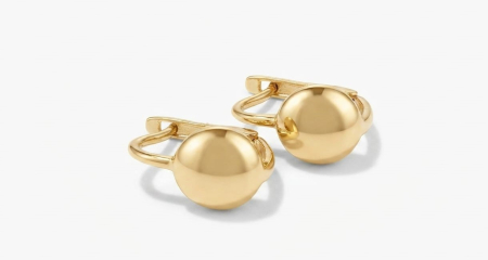 Cercei aur 14k copii - Cercei Aur 14K Gold Spheres – Design Minimalist Bombat – Stil Contemporan