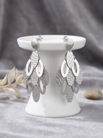 Cercei argint - Cercei Candelabru Multistrat din Argint 925 – Volum Arhitectural, Texturi Mixte și Design Tridimensional