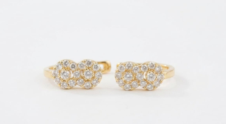 Cercei aur 14k copii - Cercei Copii din Aur Galben 14K Infinit Pavat complet cu Cristale Zirconia, 12 mm, 1.22 g
