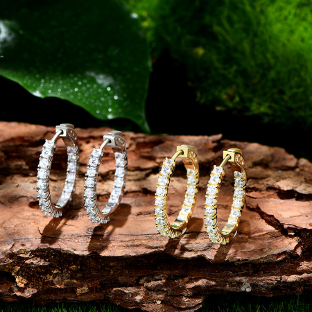 Cercei Creole din Argint 925 „Eternity Hoops” cu Cristale Zirconiu Lineare [1]